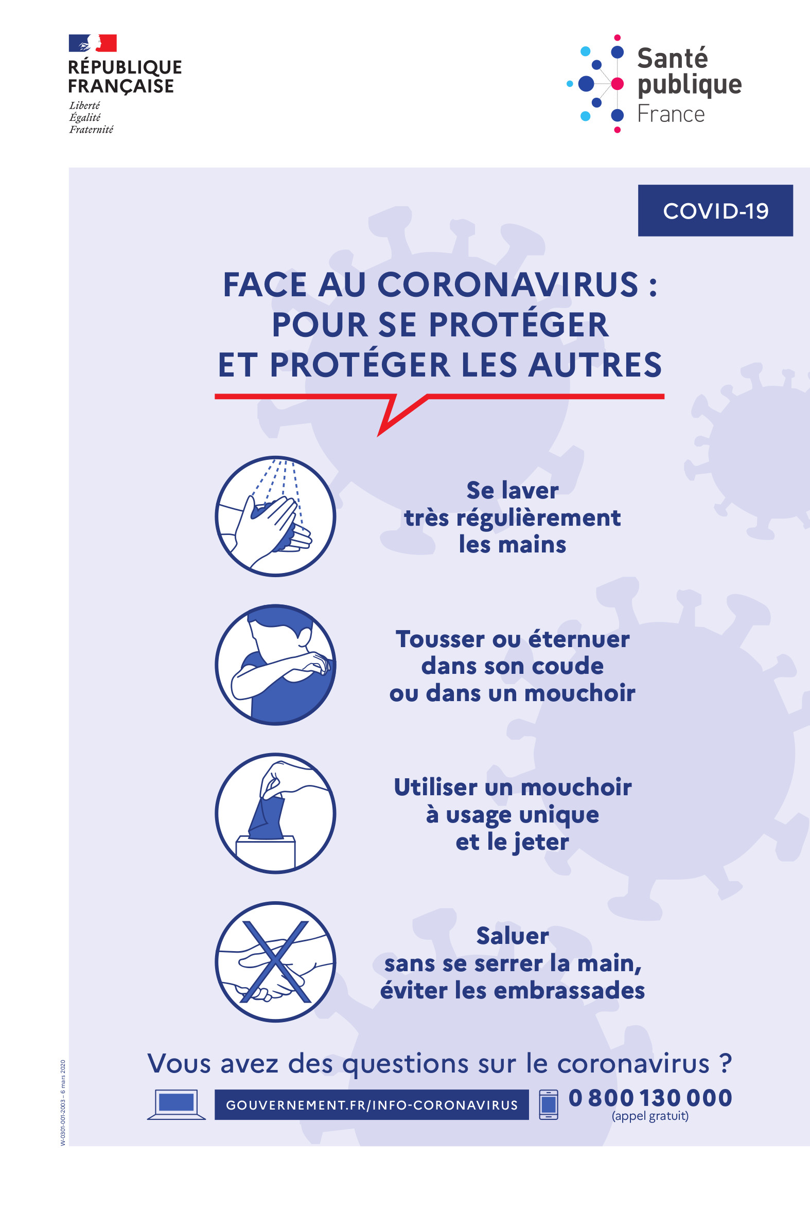coronavirus gestes barierre spf